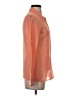 Gold Hawk 100% Silk Color Block Orange Long Sleeve Silk Top Size XS - photo 4