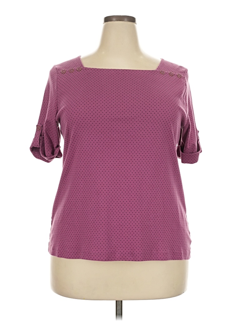 Pre-owned Croft & Barrow Short Sleeve Top Purple Square Neckline Tops