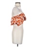 Lush 100% Cotton Orange Short Sleeve Blouse Size S - photo 4