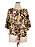 Ruby Rd. Floral Yellow Short Sleeve Blouse Size XL - photo 1