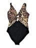 Meet.Curve Animal Print Black One Piece Swimsuit Size XL - photo 1