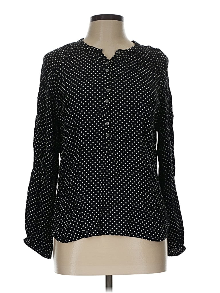 Pre-owned Jcrew Long Sleeve Blouse In Black