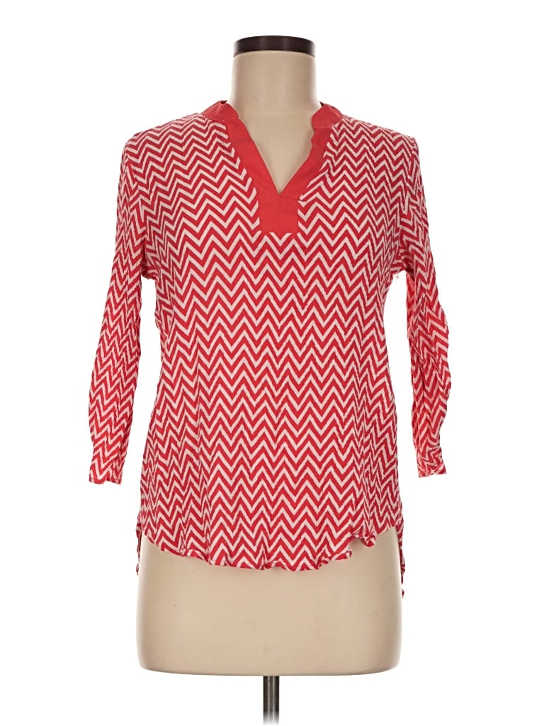 Pre-owned Monteau 3/4 Sleeve Blouse In Red