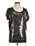 MICHAEL Michael Kors Metallic Silver Short Sleeve Blouse Size M - photo 1