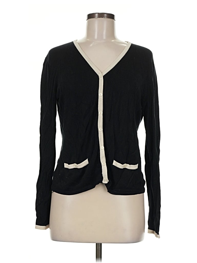 Pre-owned Magaschoni Silk Cardigan Sweater In Black