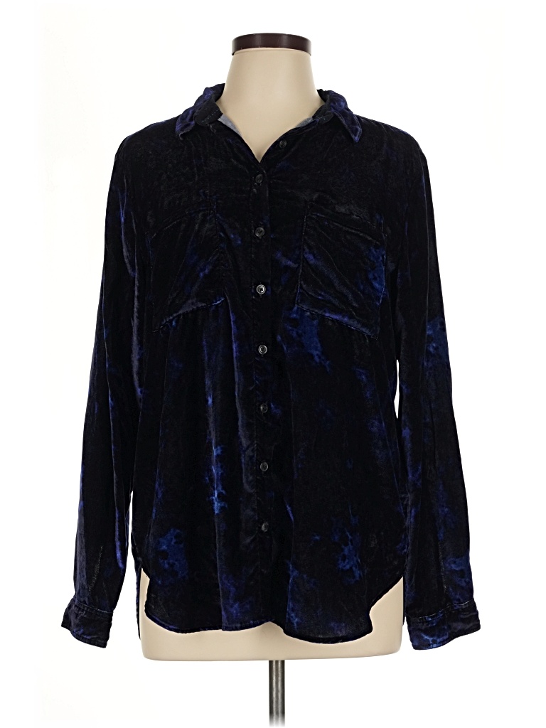 Pre-owned Pilcro Long Sleeve Blouse In Blue