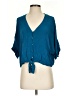 Express 100% Rayon Teal Short Sleeve Blouse Size S - photo 1