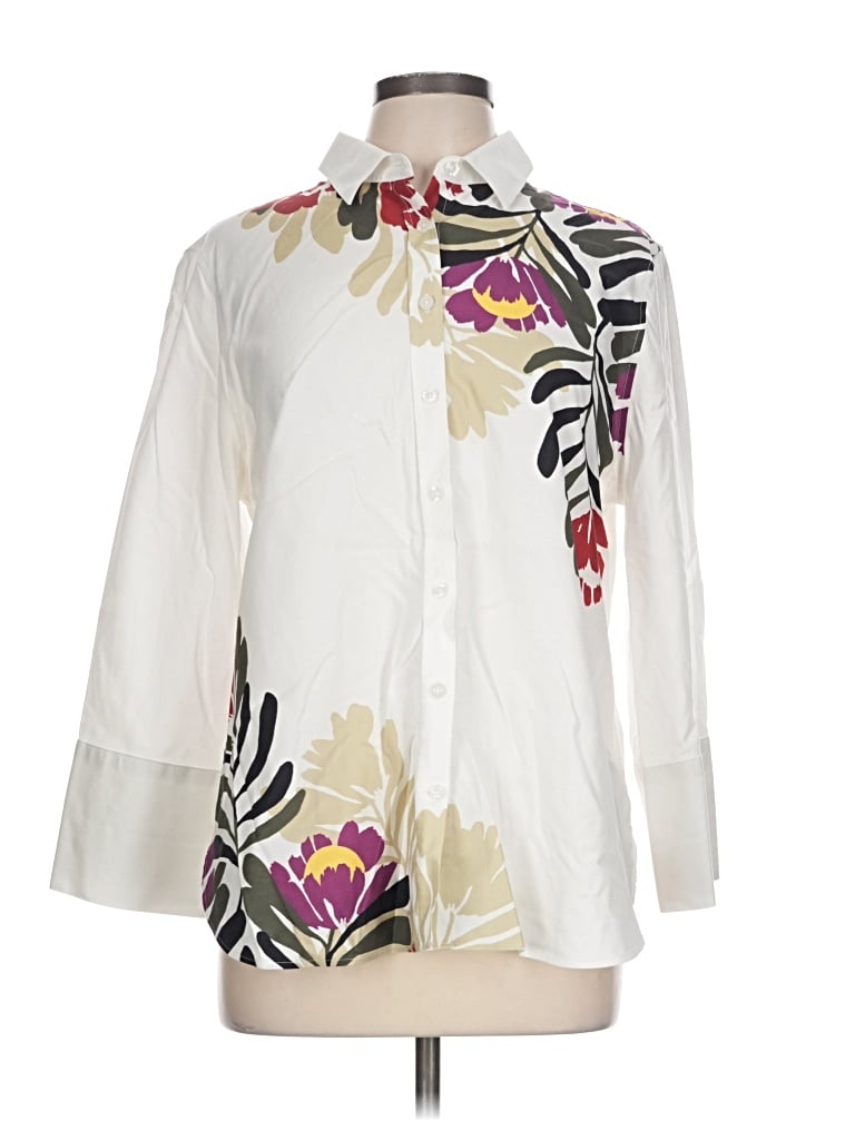 Pre-owned Chico's 3/4 Sleeve Blouse In Ivory
