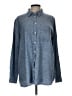 Gap Chevron-herringbone Blue Long Sleeve Button-Down Shirt Size L - photo 1