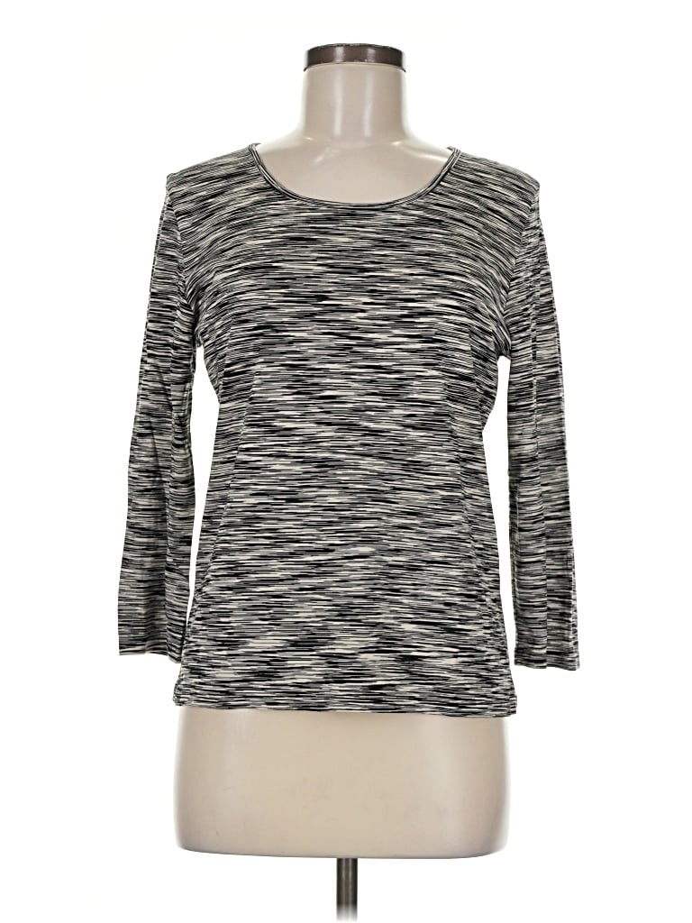 Pre-owned Anne Klein 3/4 Sleeve Top Gray Boatneck Tops