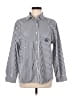 Talbots 100% Cotton Stripes Silver Long Sleeve Button-Down Shirt Size M - photo 1