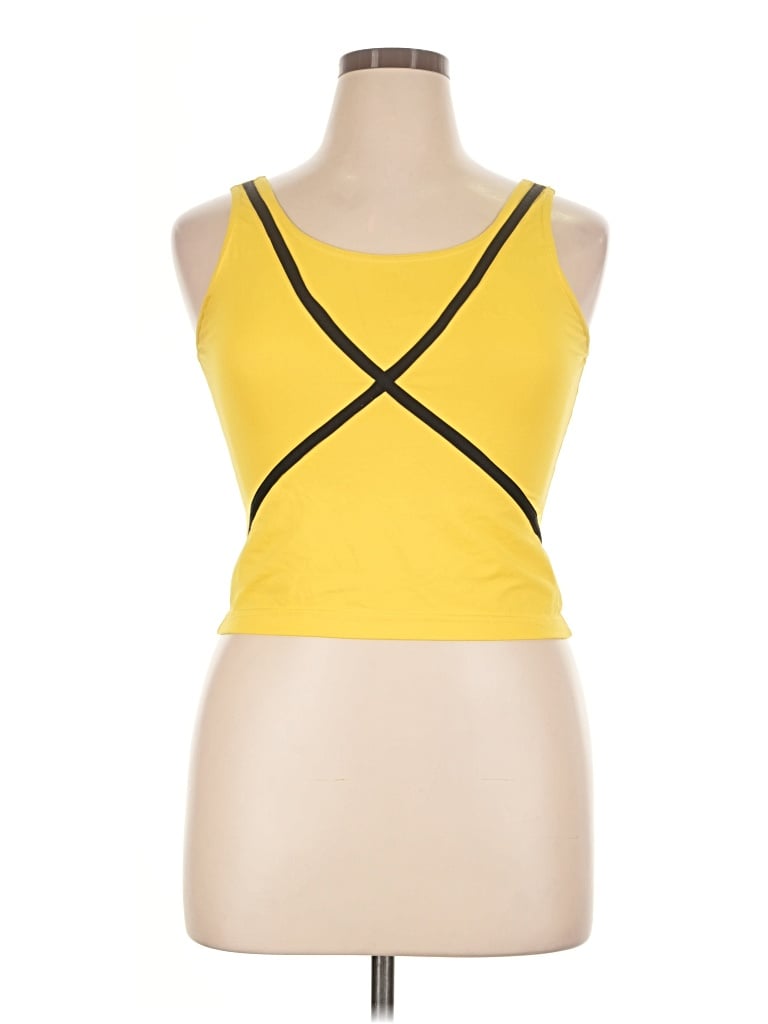 Pre-owned Marcia Sleeveless Top Yellow Halter Neckline Tops