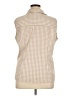 Basic Editions Checkered-gingham Tan Sleeveless Button-Down Shirt Size XL - photo 2
