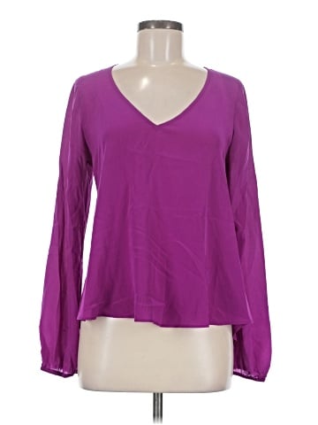 Lavender Brown Long Sleeve Silk Top (view 1)