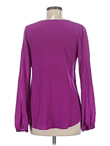 Lavender Brown Long Sleeve Silk Top (view 2)