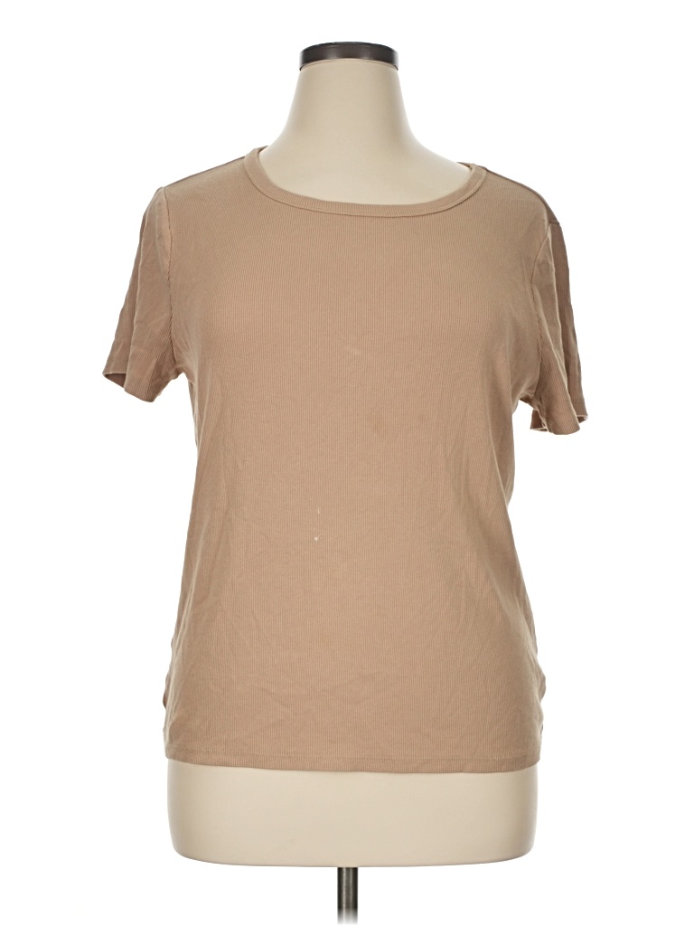 Pre-owned Time And Tru Short Sleeve T-shirt In Tan