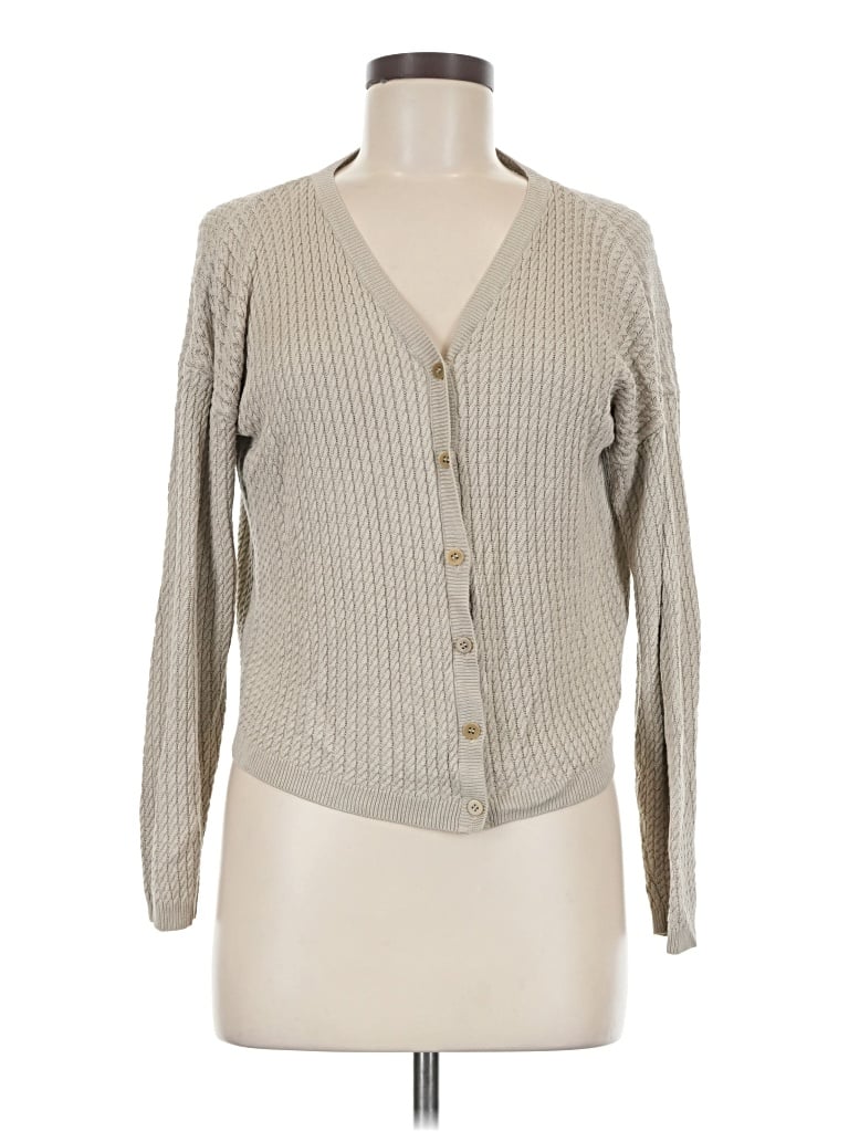 Pre-owned Linda Allard Ellen Tracy Cardigan Sweater In Tan