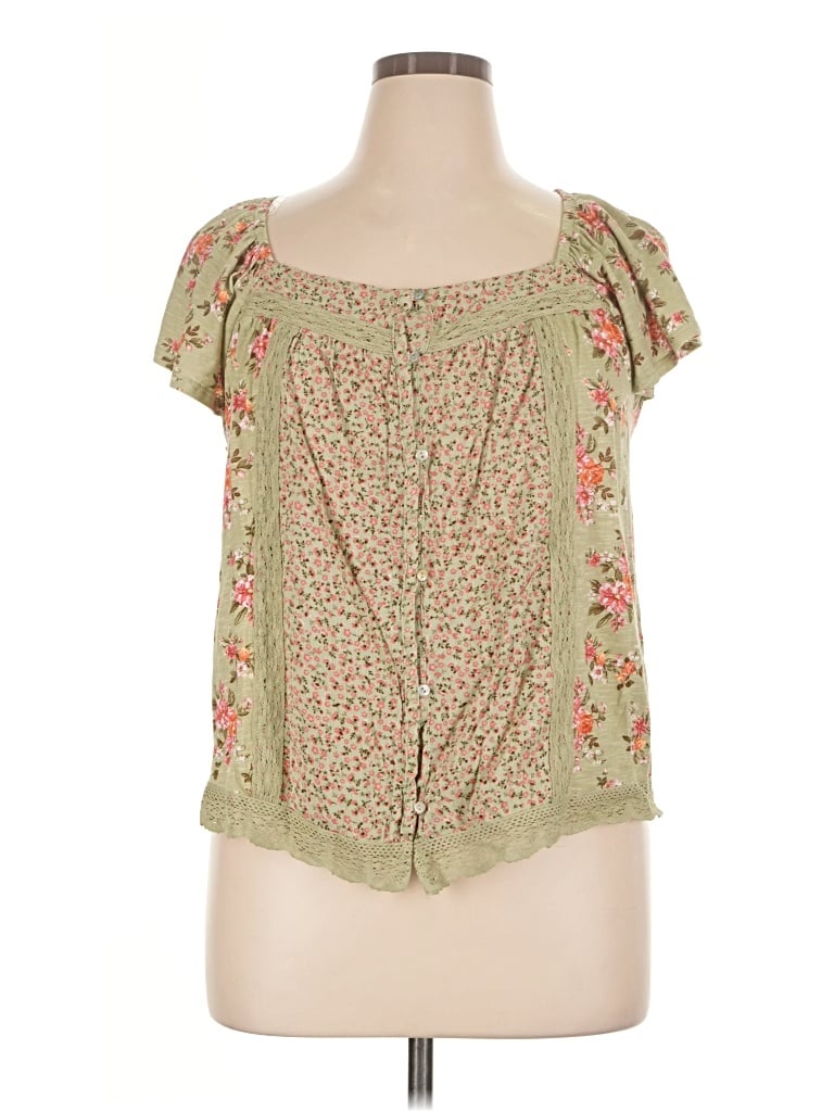 Pre-owned Rewind Short Sleeve Blouse In Green