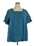 BLOOMCHIC 100% Cotton Teal Short Sleeve Blouse Size 22 - 24 - photo 1