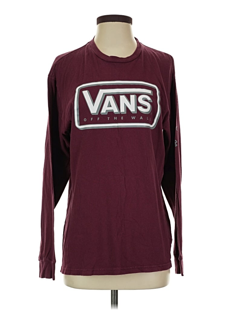 Pre-owned Vans Long Sleeve T-shirt In Burgundy