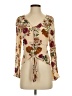Glam 100% Rayon Tan Long Sleeve Blouse Size S - photo 1