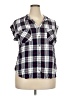 Jachs Girlfriend 100% Rayon Plaid Blue Short Sleeve Blouse Size XXL - photo 1