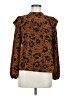 Topshop 100% Polyester Animal Print Brown Long Sleeve Blouse Size 6 - photo 1