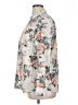 Talbots 100% Polyester Floral Gray Ivory Long Sleeve Blouse Size XL - photo 5