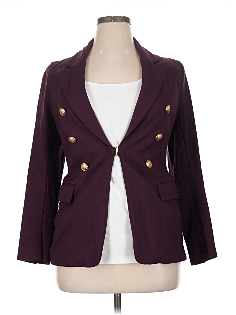 Pre-owned Lane Bryant Blazer Jacket In Burgundy