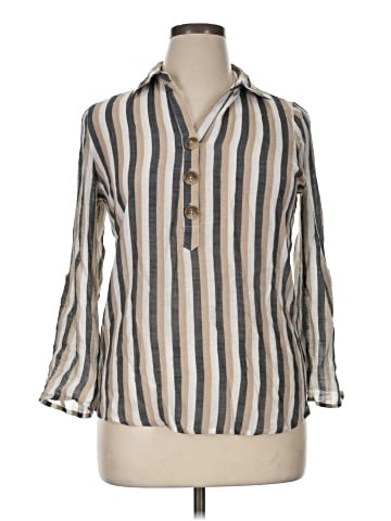 Robert Louis 3/4 Sleeve Button-Down Shirt (view 1)
