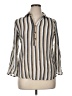 Robert Louis Stripes Gray 3/4 Sleeve Button-Down Shirt Size XL (estimated) - photo 1