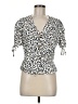 Topshop Animal Print Ivory Tan Short Sleeve Blouse Size 8 - photo 1