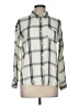 Sincerely Jules 100% Rayon Plaid Silver Long Sleeve Button-Down Shirt Size M - photo 1