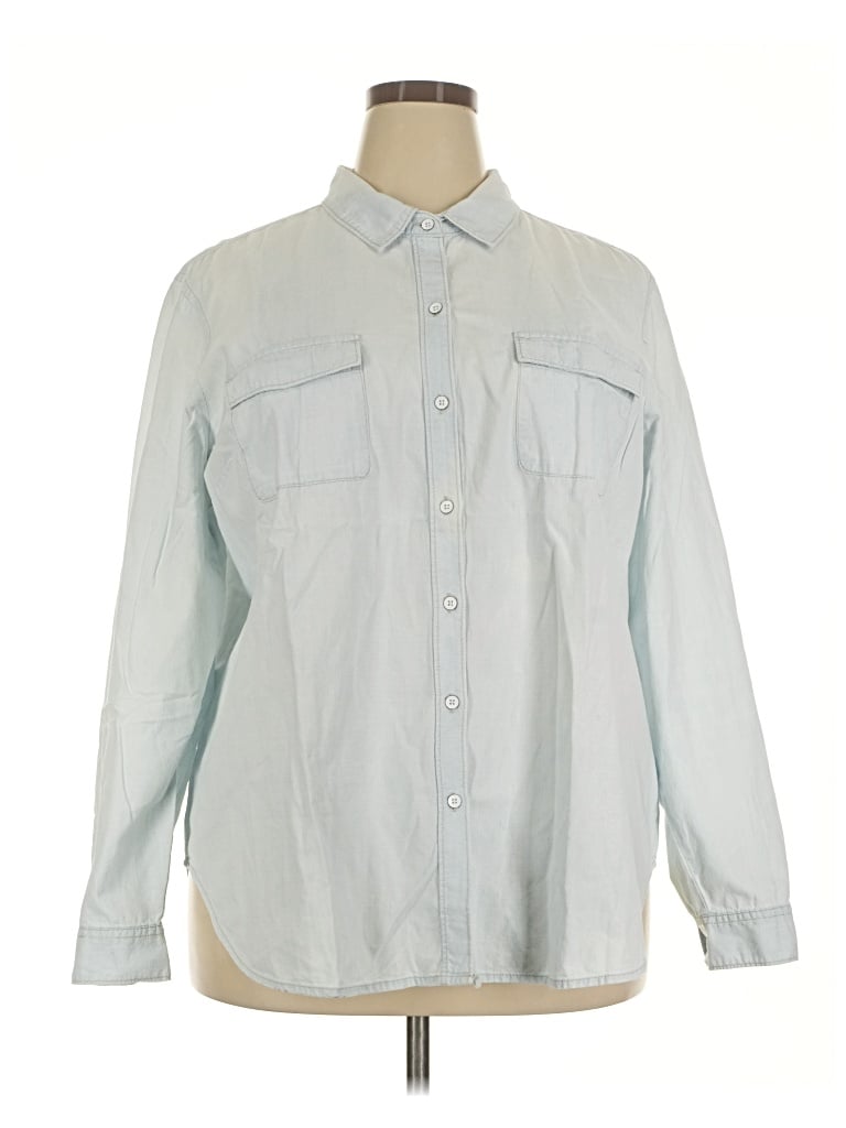 Pre-owned Old Navy Long Sleeve Button Down Shirt In Blue