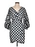 INA 100% Polyester Checkered-gingham Gray Cocktail Dress Size L - photo 1