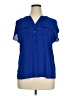 INC International Concepts 100% Polyester Blue Short Sleeve Blouse Size 0X - photo 1