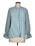 Ann Taylor 100% Polyester Stripes Teal 3/4 Sleeve Blouse Size M (petite) - photo 1