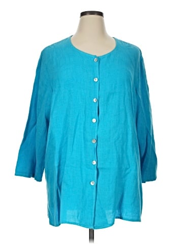 Hot Cotton 3/4 Sleeve Button-Down Shirt (view 1)