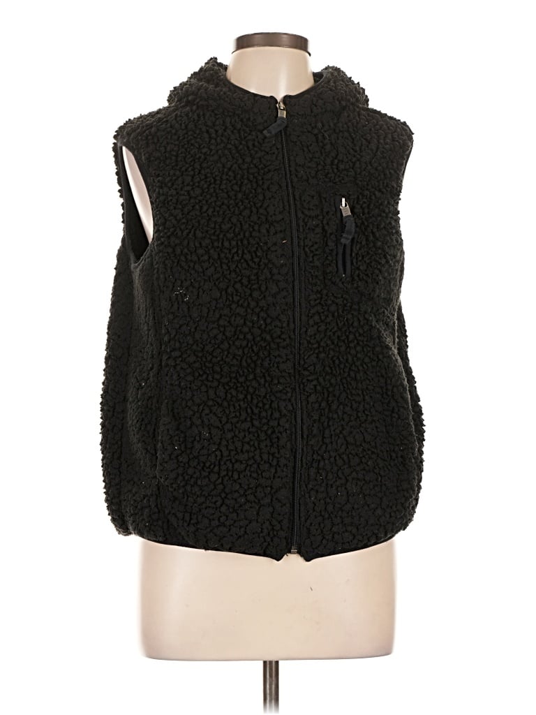 Pre-owned Weatherproof Faux Fur Vest In Black