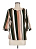 Unbranded 100% Polyester Stripes Brown Green 3/4 Sleeve Blouse Size M - photo 1