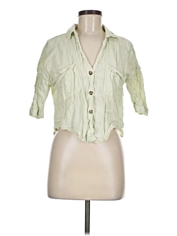 Zara 3/4 Sleeve Button-Down Shirt (view 1)