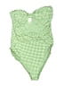 ASOS Design Checkered-gingham Green One Piece Swimsuit Size 8 - photo 1