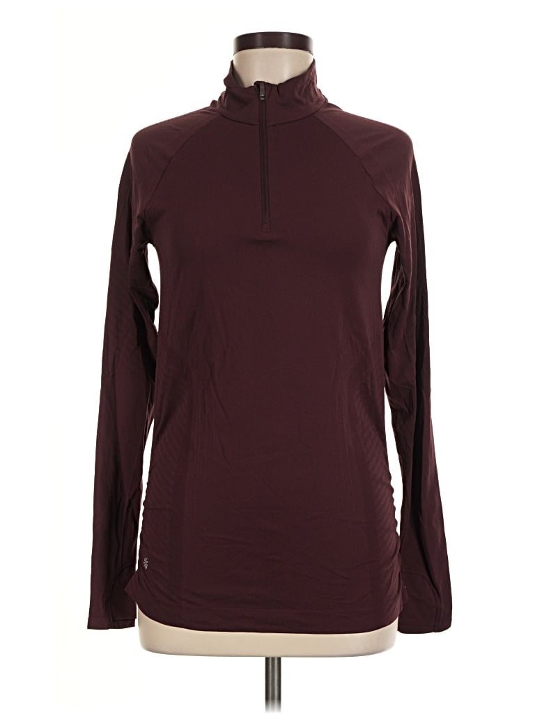 Pre-owned Athleta Long Sleeve T-shirt In Burgundy