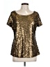 Worthington 100% Polyester Metallic Gold Short Sleeve Blouse Size L - photo 1