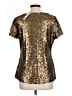 Worthington 100% Polyester Metallic Gold Short Sleeve Blouse Size L - photo 2