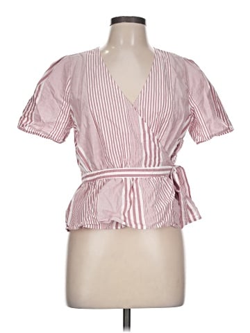Madewell Ruffle-Hem Wrap Top in Stripe Mix (view 1)