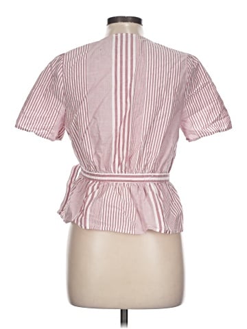 Madewell Ruffle-Hem Wrap Top in Stripe Mix (view 2)
