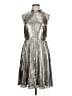 Ann Taylor 100% Polyester Metallic Silver Cocktail Dress Size 12 Petite - photo 1