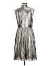 Ann Taylor 100% Polyester Metallic Silver Cocktail Dress Size 12 Petite - photo 2