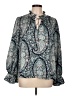 J.Crew 100% Polyester Paisley Blue Long Sleeve Blouse Size L - photo 1